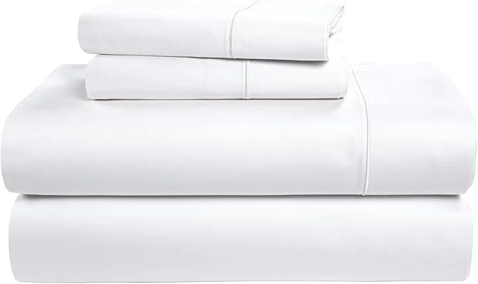 Authentic LANE LINEN Egyptian Cotton Sheets Sustainably Produced Eco Friendly Luxury Hotel Like Thick sábanas King 15 inch Reinforced French Seam deep Pocket King Sheet Set - Brilliant White Modern