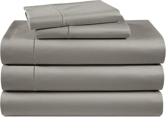 Fast LANE LINEN Egyptian Cotton Split King Sheets for Adjustable Beds - Soft amp Comfy Sateen Weave Naturally Cooling Breathable Oeko Tex Bed Sheets - Charcoal Specialty