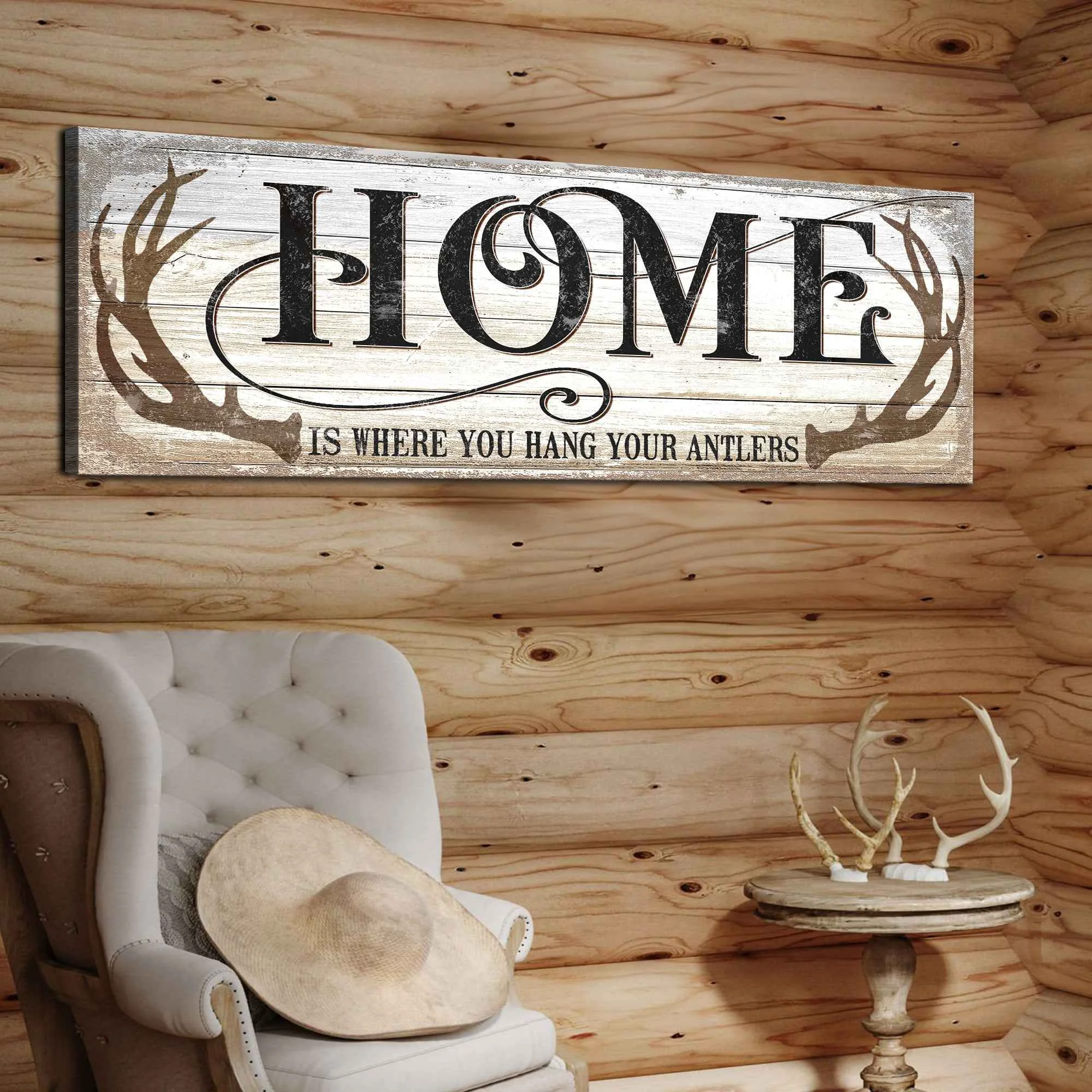 World-Class Home Is Where You Hang Your Antlers Sign II Traditional