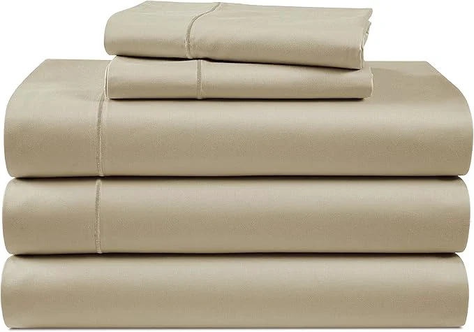 First-Class LANE LINEN Egyptian Cotton Split King Sheets for Adjustable Beds 15 inch Extra Deep Pocket Split King Sheets Naturally Temperature Regulating Cooling NO Pill Fade Resistant - Linen Contemporary