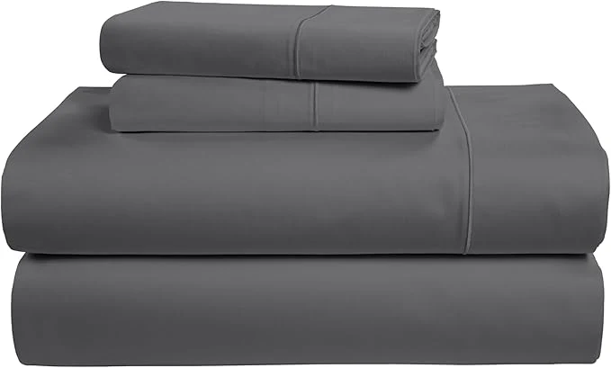 Quality LANE LINEN Egyptian Cotton King Sheets Set Soft amp Comfy Sateen Weave No Pill Mercerized Cotton Sheets King Fully Elasticized Reinforced French Seam Fitted King Bed Sheets – Charcoal Gray Practical