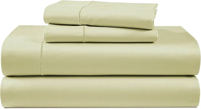 Quality LANE LINEN Egyptian Cotton Sheets Sustainably Produced Eco Friendly Luxury Hotel Like Thick Sábanas Full 15 inch Reinforced French Seam Full Size Bed Sheet - Sea Foam Premium