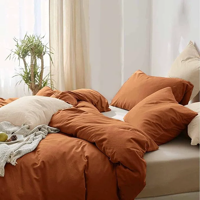 Artisan ETDIFFE Burnt Orange Comforter Full Size 3 Piece Terracota Aesthetic Modern Bedding Set - Soft amp Lightweight Caramel Rust All Season Microfiber Down Bed Comforter Optimized
