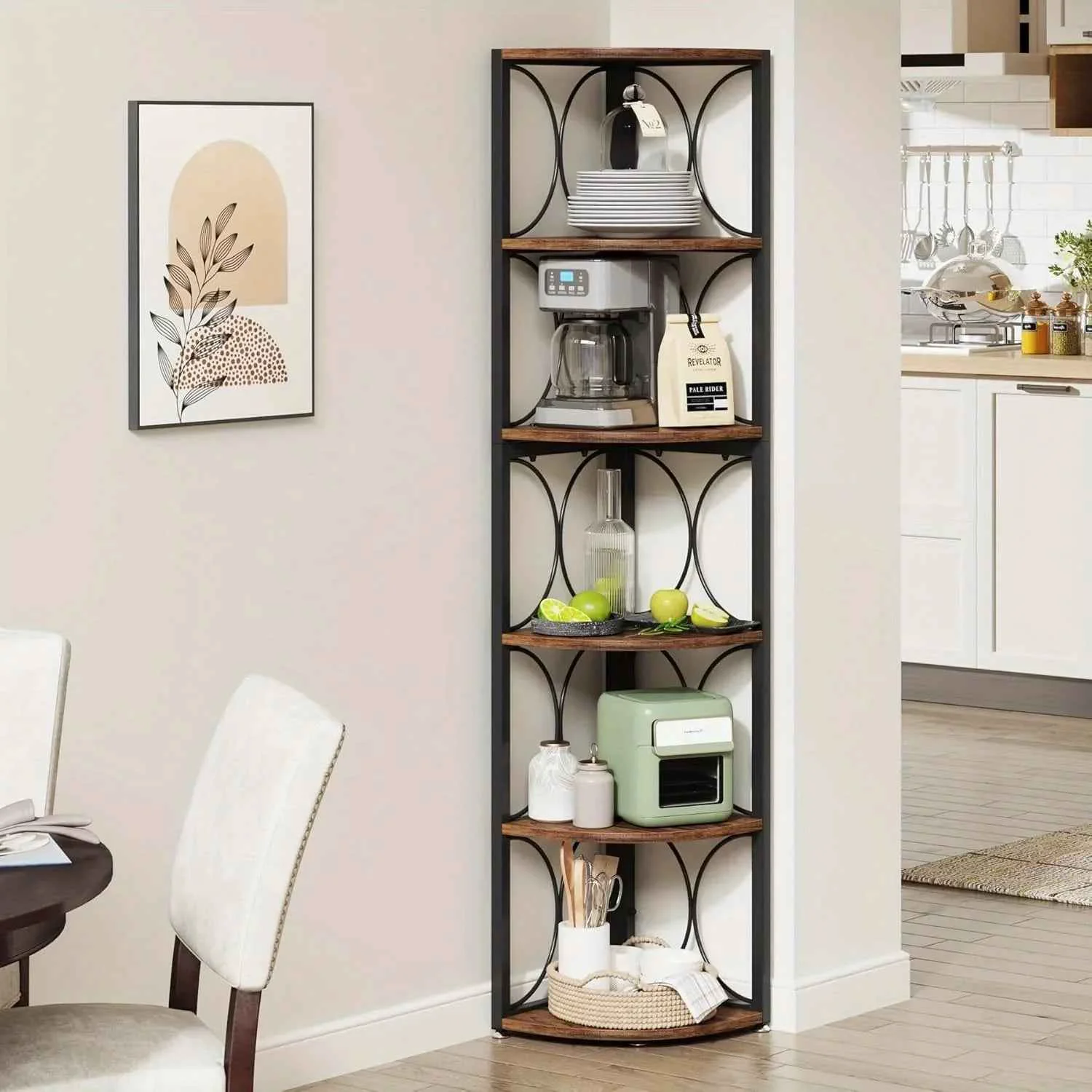 Reusable Metal and Hardwood 5-Tier Storage Shelves with Durable Frame Excellent