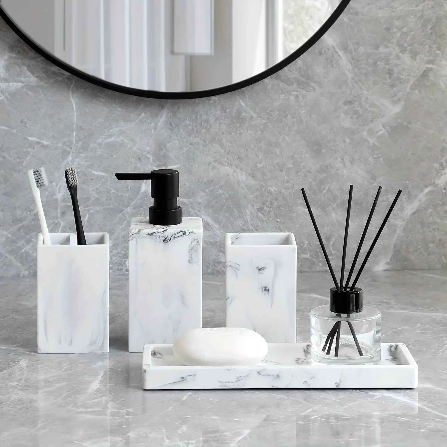 Fine Crafted Bathroom Countertop - Marble Storage Set Premium