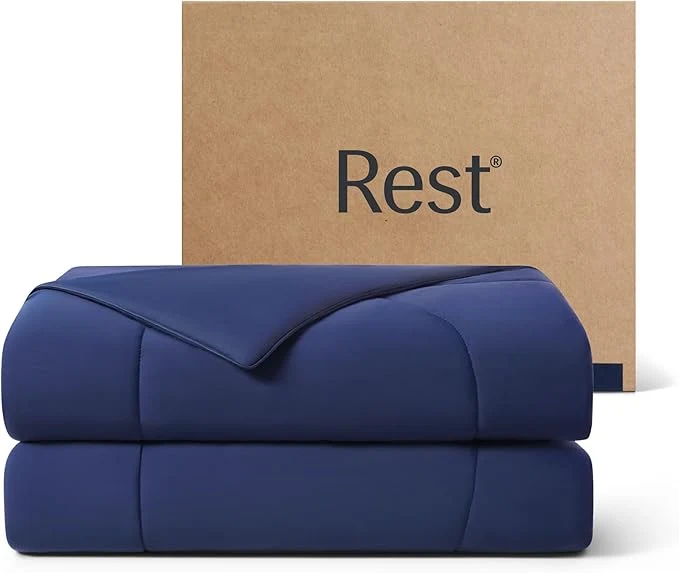Smart REST® Evercool® Cooling Comforter Full Queen Blanket for Hot Sleepers All Season Bedding to Keep Cool for Night Sweats Breathable Lightweight Blanket 90 quot x90 quot Inches Midnight Blue Efficient