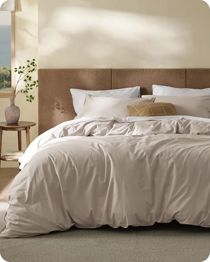 Authentic Bedsure Cotton Duvet Cover Full - Luxury Slub Weave Cotton Duvet Cover Set PureWoven Bedding Set with a Linen Like Textured Easy Change Natural Linen 80 quot x 90 quot Responsible