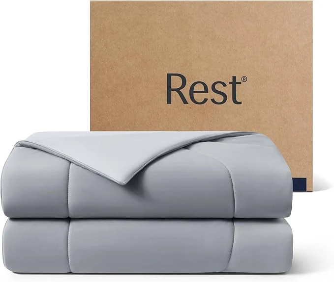 User-Friendly REST® Evercool® Cooling Comforter King Cali King Blanket for Hot Sleepers All Season Bedding for Night Sweats Breathable Lightweight Duvet 106x90 Inches Cool Gray Natural