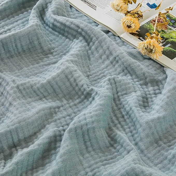 Genuine EMME Cotton Muslin Twin XL Blanket Breathable Gauze Soft Lightweight Blankets Adults Gifts for Women Heather Teal 66 quot x90 quot Refined