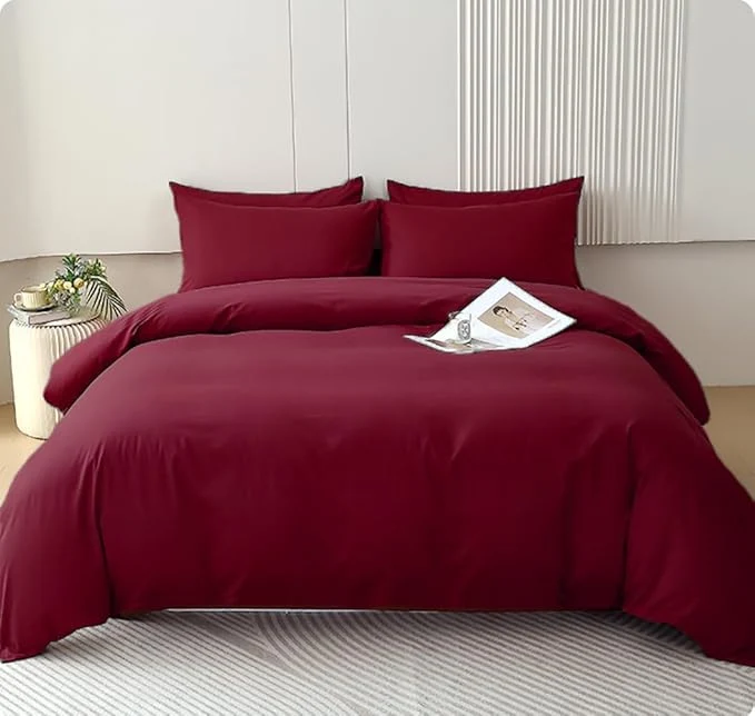 Convenient Houseri Burgundy Comforter Set Queen Dark Red Bedding Sets for Women Teen Girls Noble Wine Red Bordeaux Maroon Comfy Breathable Lightweight Bed Quilts Queen Ultra Soft Dependable