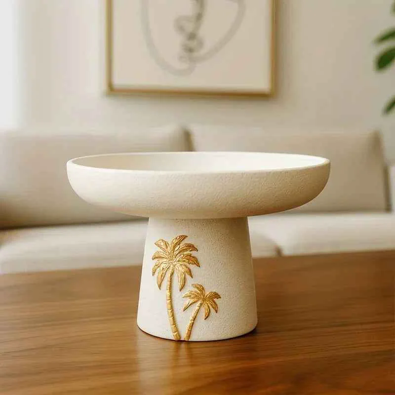 Artisan Decorative Tray - Palm Tree Design Ceramic Small World-Class