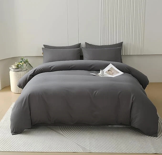Enhanced Houseri Dark Grey California King Comforter Set 3 Pieces Solid Gray Bedding Sets Cal King Men Women Comfy Fluffy Plain Grey Comforters Soft Lightweight Deep Gray All Grey Bed Quilts Blankets Cal King Crafted
