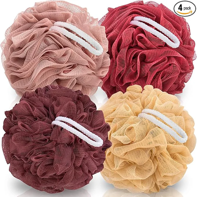 Refined MTDLYICE Loofah Sponge XXL-100g 4 Pack Bath Sponge Soft Mesh Shower Puff Loofah High-Quality