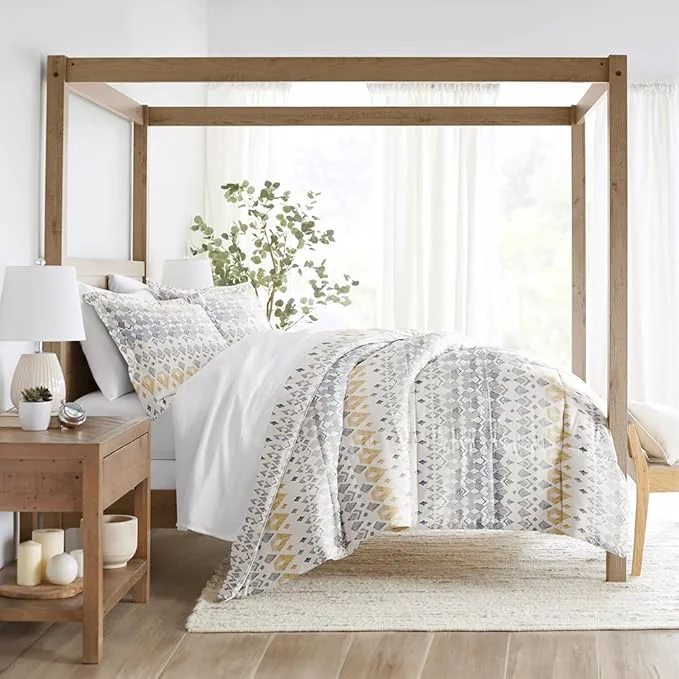 Environmentally Friendly LINENS amp HUTCH Comforter Set Patterned Microfiber All Season Down- Ultra Soft Bedding in Mayan Stamp - Full Queen Mayan Stamp Gray Authentic