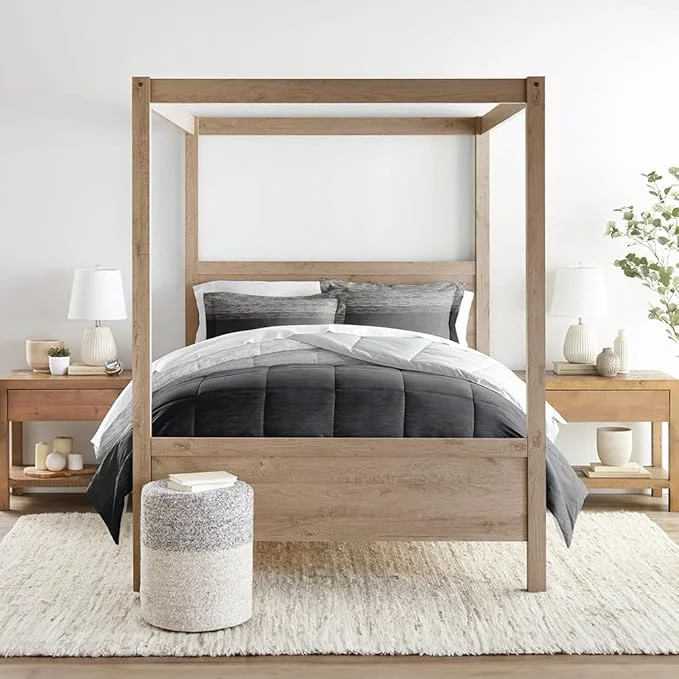 Secure LINENS amp HUTCH Comforter Set Patterned Microfiber All Season Down- Ultra Soft Bedding in Ombre - King Cal-King Ombre Gray Contemporary
