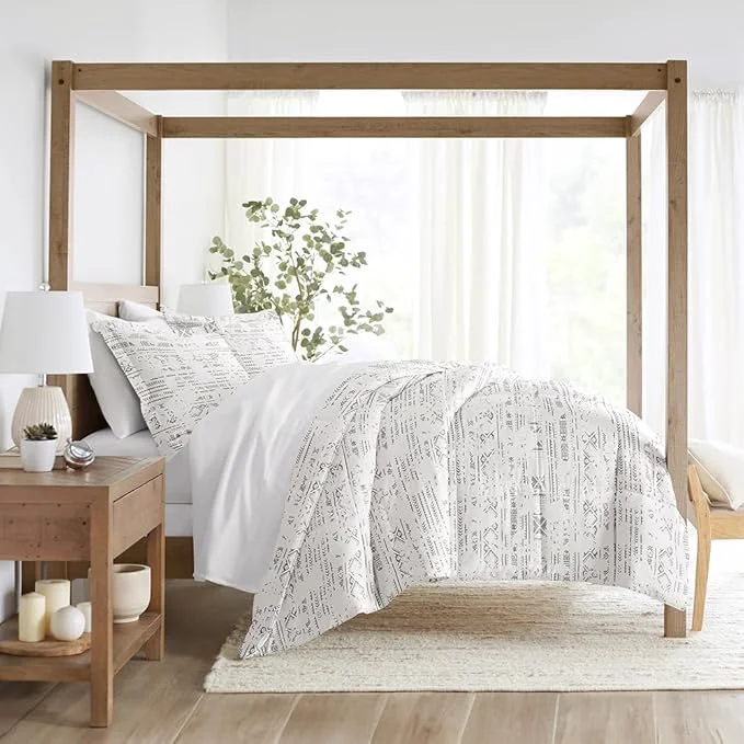 Excellent LINENS amp HUTCH Comforter Set Patterned Microfiber All Season Down- Ultra Soft Bedding in Distressed Field - King Cal-King Distressed Field Light Gray Sophisticated
