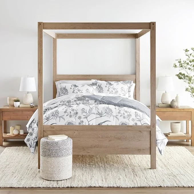 Convenient LINENS amp HUTCH Comforter Set Patterned Microfiber All Season Down- Ultra Soft Bedding in Molly Botanicals - King Cal-King Molly Botanicals Light Blue Genuine