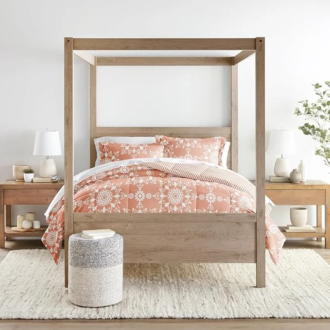 Efficient LINENS amp HUTCH Comforter Set Patterned Microfiber All Season Down- Ultra Soft Bedding in Daisy Medallion - Full Queen Daisy Medallion Clay Premium