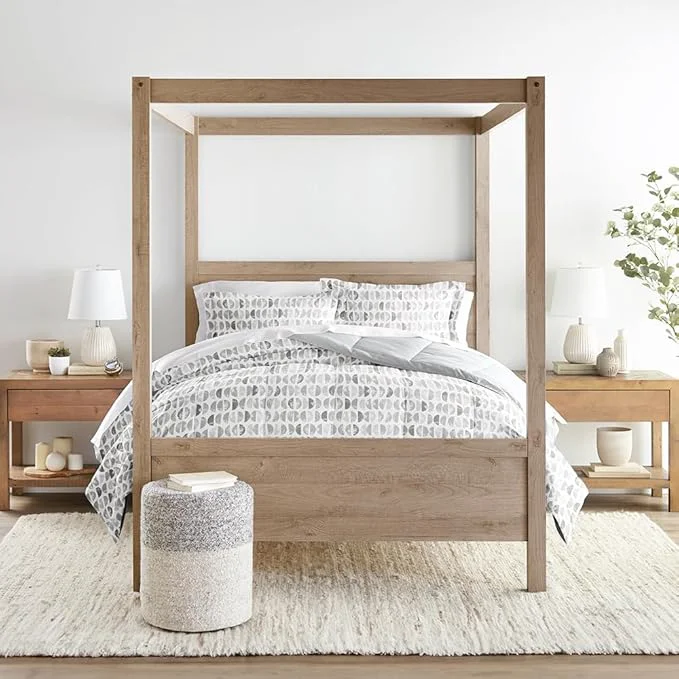 Unique LINENS amp HUTCH Comforter Set Patterned Microfiber All Season Down- Ultra Soft Bedding in Moonlight Stars - Full Queen Moonlight Stars Light Gray Excellent
