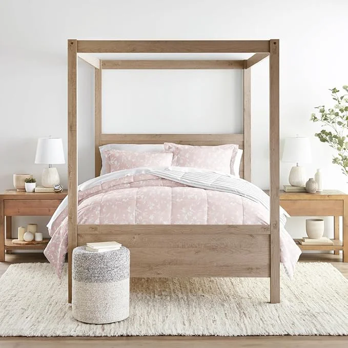 Sustainable LINENS amp HUTCH Comforter Set Patterned Microfiber All Season Down- Ultra Soft Bedding in Pressed Flowers - King Cal-King Pressed Flowers Pink Authentic