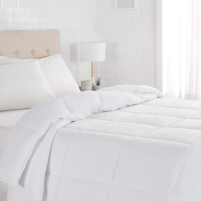 Pure Amazon Basics White Down Comforter and Duvet Insert with Corner Tabs Machine Washable Twin Light Professional