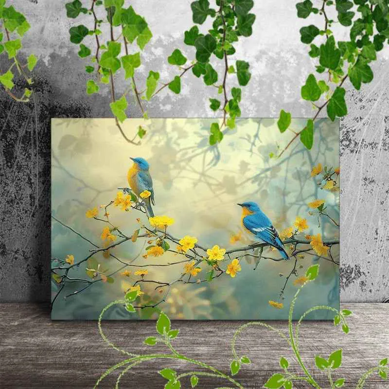 Stylish Canvas Painting - Decorative Wooden Blue Verified