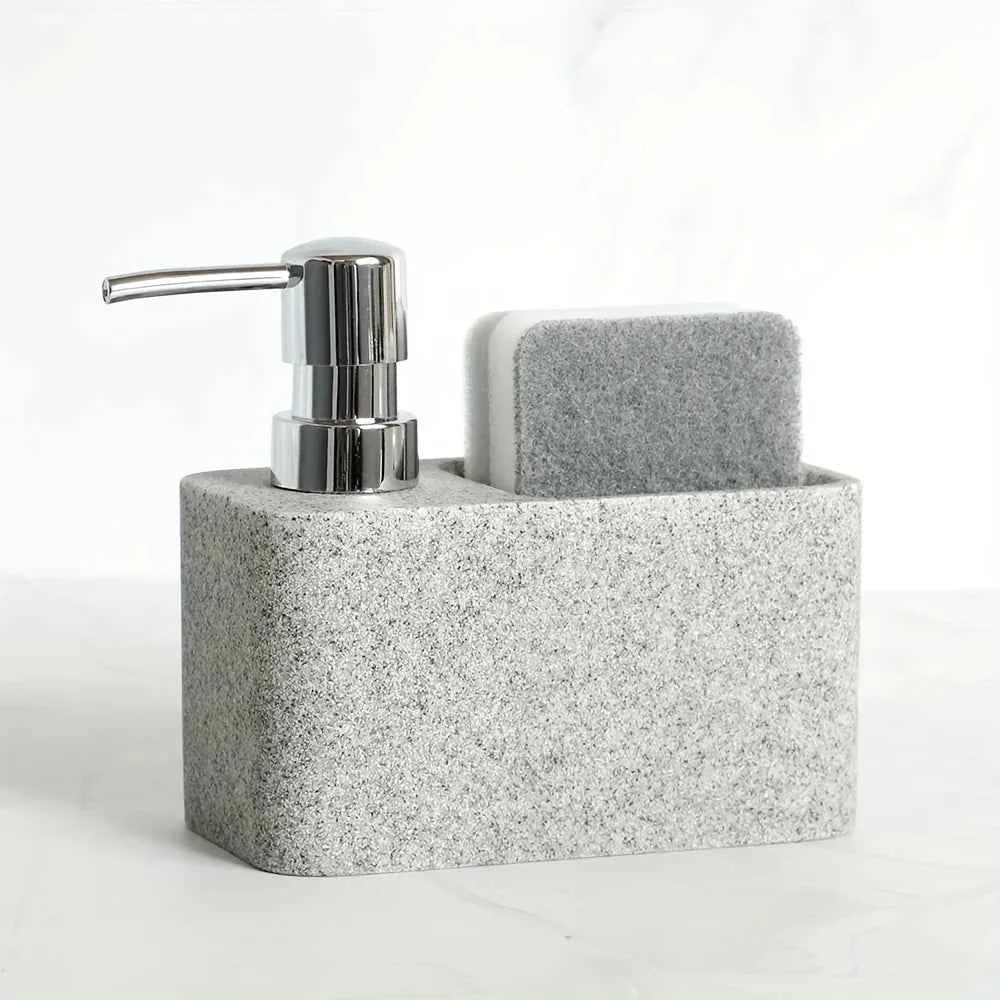 Quality Chic Black amp White Marble-Inspired Soap Dispenser with Sponge Holder - for Bathroom Decor Original Design