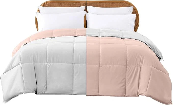 Trusted Modern Threads Down Reversible Comforter Blush White Queen World-Class