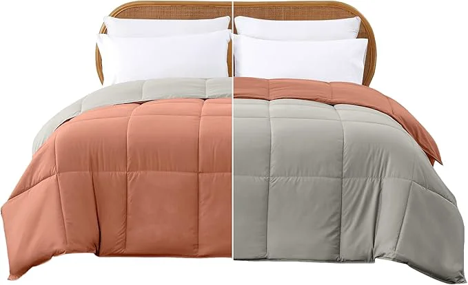 Innovative Modern Threads Down Reversible Comforter Orange Rust Beige King Next-Generation