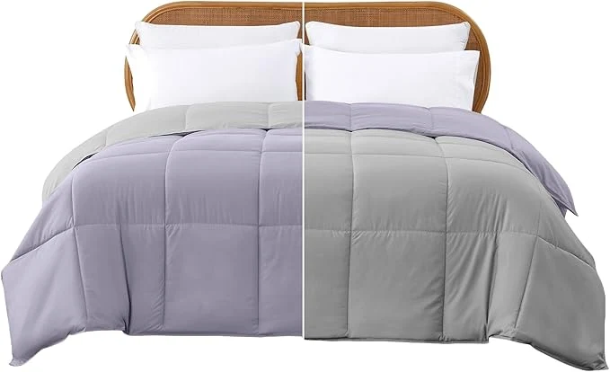 Elegant Modern Threads Down Reversible Comforter Purple Silver Queen Relaxed