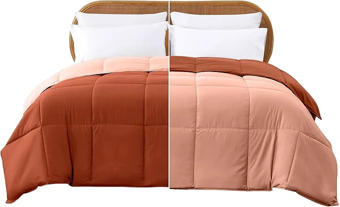 Carefully Designed Modern Threads Down Reversible Comforter Rust Clay Twin Fine Crafted