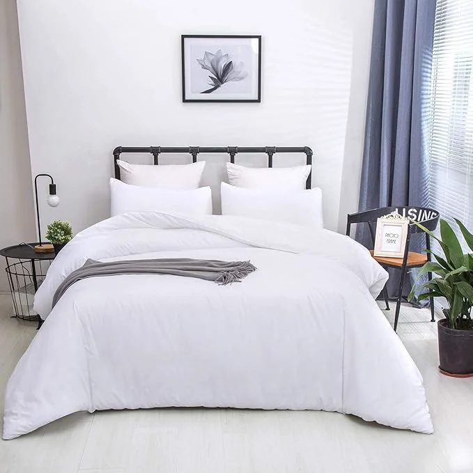 High-End Houseri White Comforter Sets Twin Size Solid White Bedding Comforters for Kids Girls Boys Soft Cozy Comfy Plain All White Bed Quilt Cute Light Durable College Preppy Dorm Bedding Set Twin Smooth