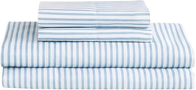 Lightweight Madison Park Essentials Jaxon Full Size Comforter Set Bed in A Bag Comforter amp Sheet Set Modern Casual Stripes Print All Seasons Soft Microfiber Bedding Makeover Sham Full Blue Grey 7 Piece Traditional