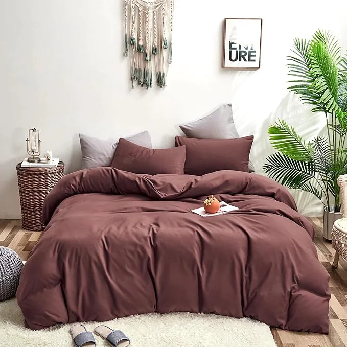 Specialty Houseri Brick Red Comforter Full Size 3 Pcs Blackish Purple Plum Bedding Sets Full Comfy Soft Teen Girls Women Vintage Brick Aubergine Comforter Sets Dark Brown Purple Bed Quilts Blankets Full Modern