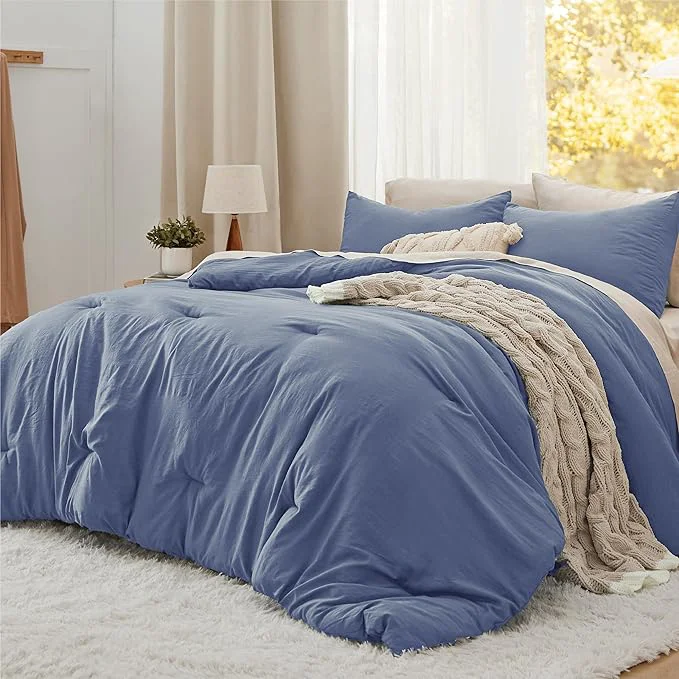 Exclusive Bedsure California King Comforter Set Blue Soft Prewashed Bedding for All Seasons 3 Pieces GentleSoft™ Bed Set 1 Lightweight Comforter 104 quot x96 quot and 2 Pillowcases 20 quot x36 quot Fine