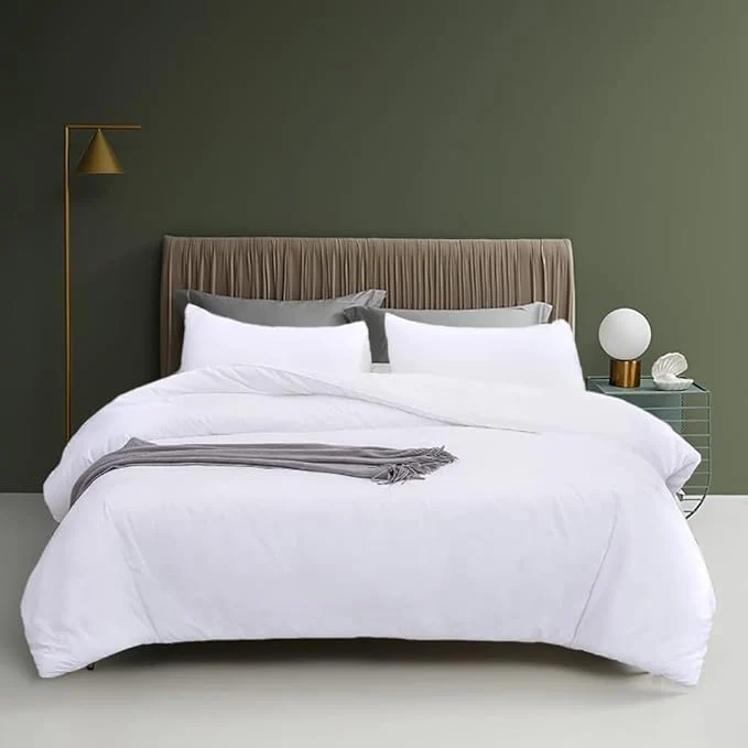 Contemporary Houseri White Comforter King Size 3 Pieces Lightweight Solid White Bedding Set King All Season Soft Pure White King Size Comforter Set Extra Fluffy Ultra Comfy Bed Quilt 1 Comforter 2 Pillowcases Detailed