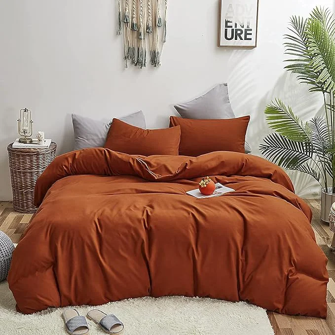 Versatile Houseri Burnt Orange Comforter Set Twin Kids Girls Boys 3 Pieces Terracotta Caramel Bedding Sets Rust Brown Comfy Soft Dusty Orange Bedding Solid Color Cinnamon Bed Comforters Quilts Twin Size Green
