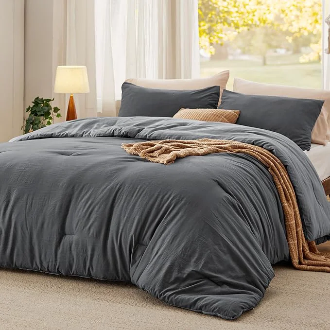 Bedsure Twin Twin XL Comforter Set Dark Gray Soft Prewashed Bedding for All Seasons 2 Pieces GentleSoft™ Bed Set 1 Lightweight Comforter 68 quot x88 quot and 1 Pillowcase 20 quot x26 quot Stylish