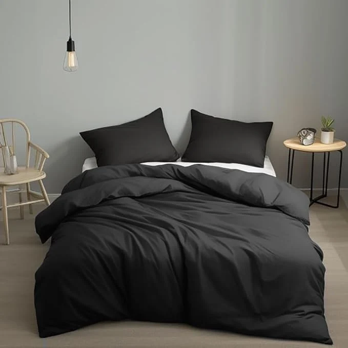 User-Friendly Houseri Black Comforter Set - Queen Size Soft amp Comfy All Season Plain Black Lightweight amp Fluffy Bedding for Men Women Boys amp Girls Sustainable