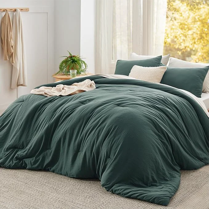 High-Grade Bedsure Super King Plus Comforter Set Forest Green Soft Prewashed Bedding for All Seasons 3 Pieces GentleSoft™ Bed Set 1 Lightweight Comforter 128 quot x120 quot and 2 Pillowcases 20 quot x36 quot Safe