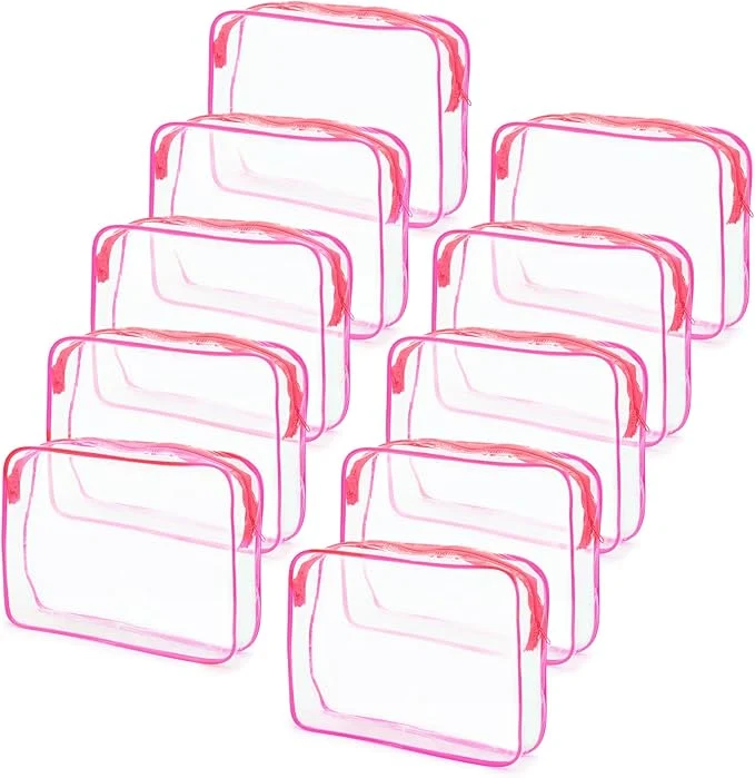 Fast Tmax 10 Pack Clear Cosmetic Bags Makeup Bags Portable Waterproof TSA High-Quality