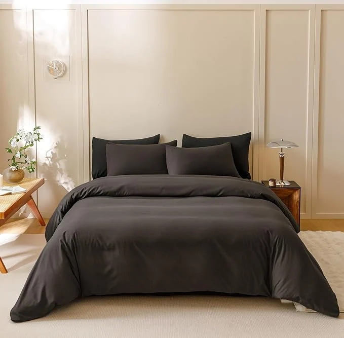 Eco-Friendly Houseri Dark Brown Comforter Set California King 3 Piece Dark Chocolate Bedding Cal King Size Lightweight Black Coffee Bed Set Soft Comfy Quilt Blanket Cali King Trusted