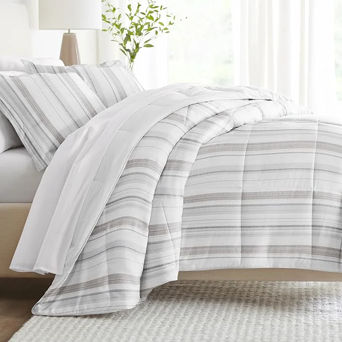 Powerful Linen Market Reversible Queen Size Comforter Set 3 Piece - Soft and Lightweight Down Comforter Queen Set - This Includes Your Queen Comforter and 2 Pillow Shams Original