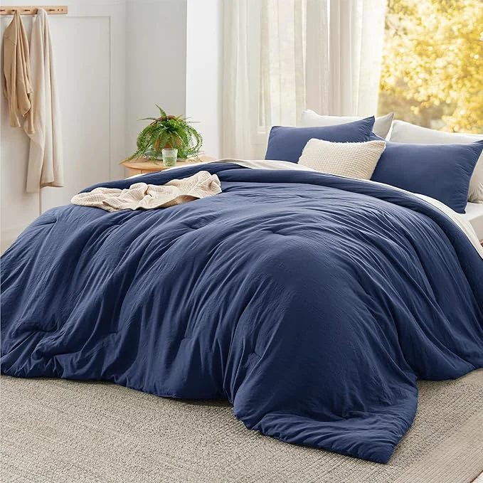 Reliable Bedsure Super King Plus Comforter Set Navy Soft Prewashed Bedding for All Seasons 3 Pieces GentleSoft™ Bed Set 1 Lightweight Comforter 128 quot x120 quot and 2 Pillowcases 20 quot x36 quot Classic
