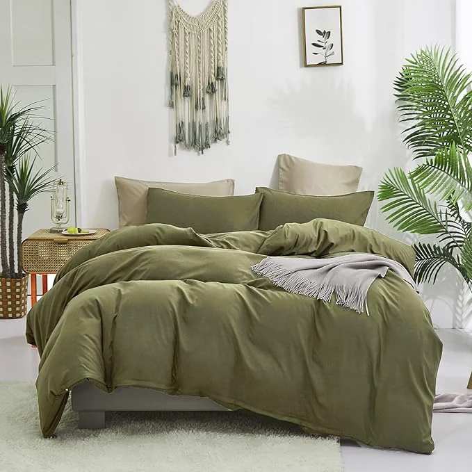 Comfortable Cottonight Green Comforter Set King Olive Green Bedding Set Blanket Quilts Modern Soft Breathable 3 Piece Olive Green Comforter Set for Women Men King Bed Powerful