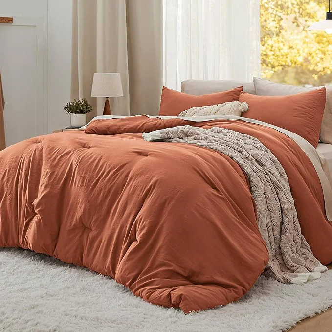 Trusted Bedsure Full Comforter Set Orange Soft Prewashed Bedding for All Seasons 3 Pieces GentleSoft™ Bed Set 1 Lightweight Comforter 82 quot x86 quot and 2 Pillowcases 20 quot x26 quot Relaxed