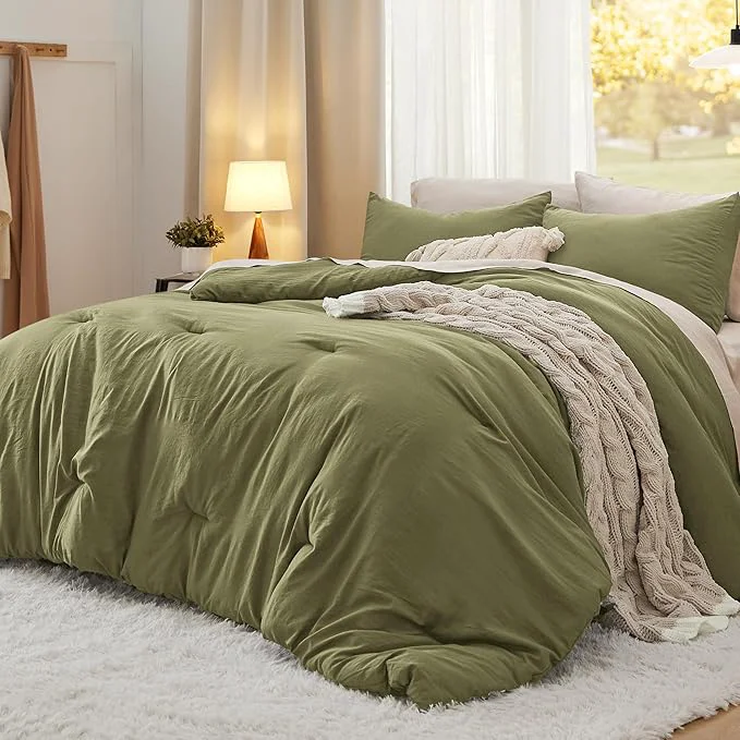 Powerful Bedsure King Comforter Set Olive Green Soft Prewashed Bedding for All Seasons 3 Pieces GentleSoft™ Bed Set 1 Lightweight Comforter 104 quot x90 quot and 2 Pillowcases 20 quot x36 quot Solid