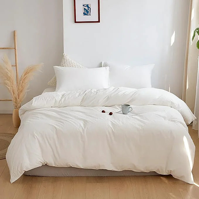 Carefully Designed Cottonight White Comforter Sets Full Solid White Bedding Comforter Set Full Plain Cozy Breathable Quilts Blanket Soft Breathable Hotel Bedding Set with 2 Pillowcases for Women Men Flexible