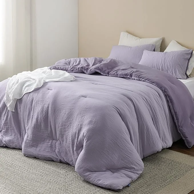 High-Quality Bedsure King Comforter Set Purple Lavender Soft Prewashed Bedding for All Seasons 3 Pieces GentleSoft™ Bed Set 1 Lightweight Comforter 104 quot x90 quot and 2 Pillowcases 20 quot x36 quot Natural