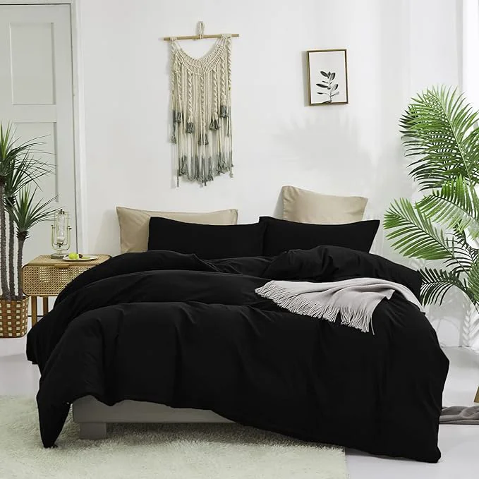Effective Cottonight Black Comforter Set King Men Women All Black Bedding Set Blanket Quilts Solid Fuzzy Modern Gothic Cozy Dark Color Comforter Set for King Bed Women Men Fine Crafted